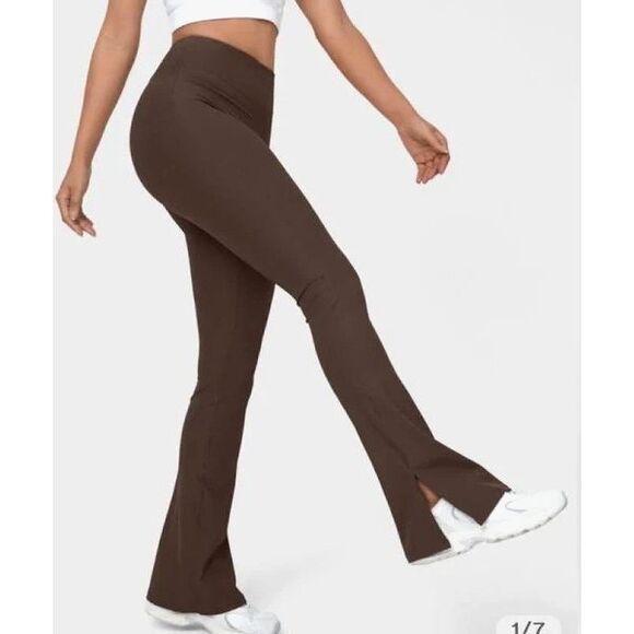 Wilo The Label WL-239 Women Sz S Chocolate Brown Flare Leg Leggings & Sports Bra - Picture 15 of 15